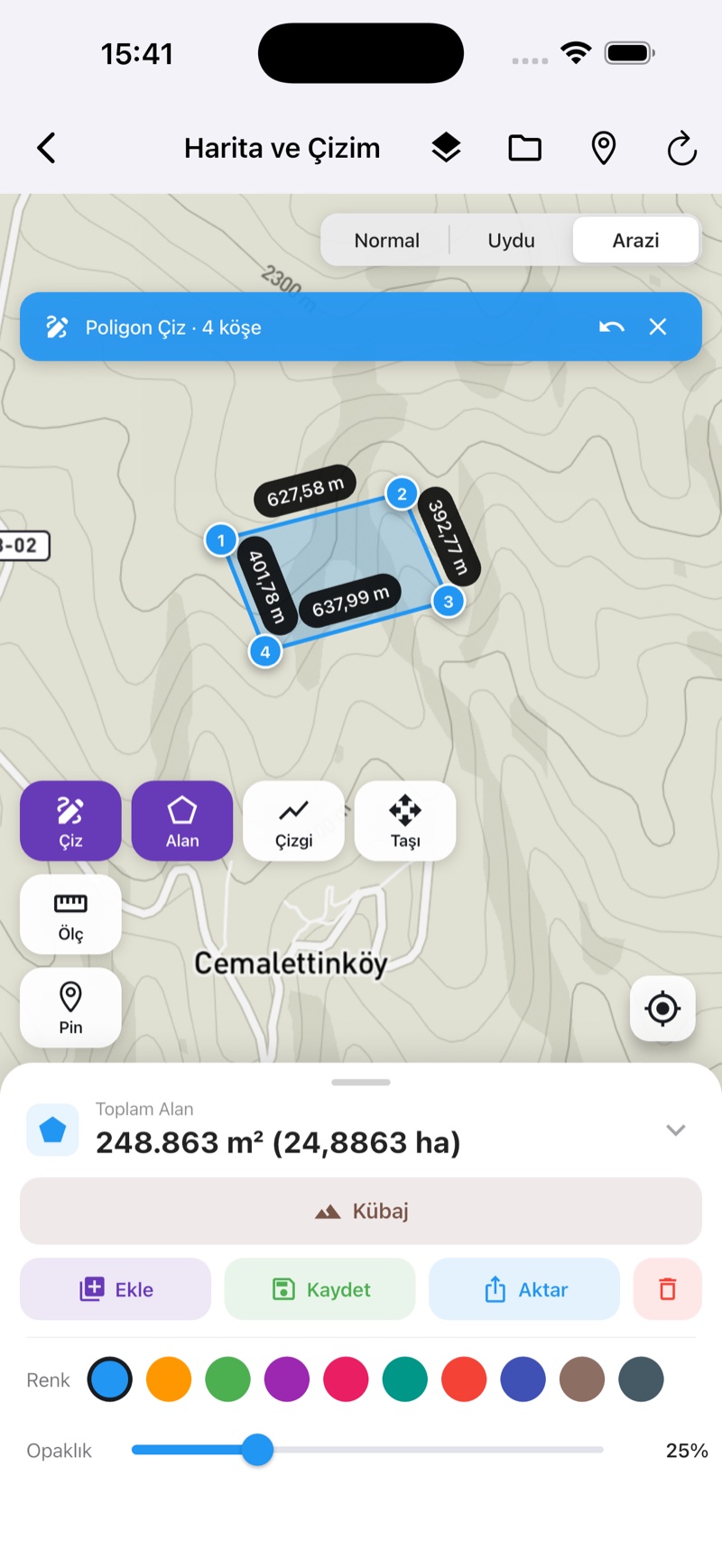 GeoShift harita ve çizim ekranı